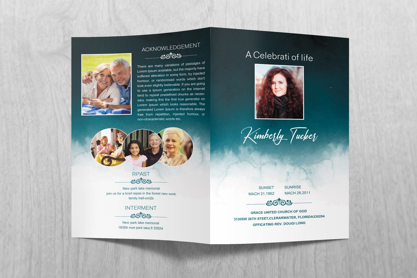 Blue Funeral Program Template Printable Funeral Program Etsy