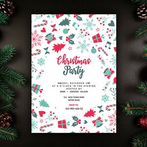Frohe Weihnachten Party Flyer Vorlage Weihnachten Einladungen Etsy