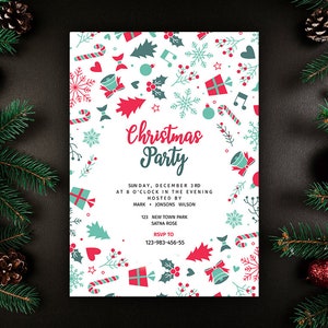 Frohe Weihnachten Party Flyer Vorlage Weihnachten Einladungen Etsy