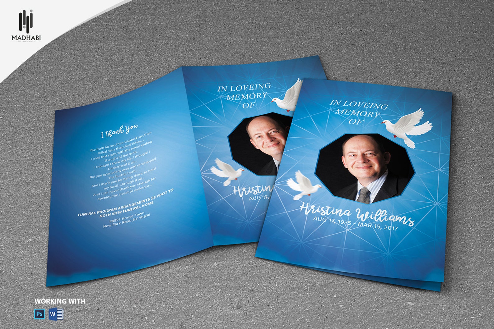 Sparkle Blue Funeral Program Template Elegant Funeral Program Template ...
