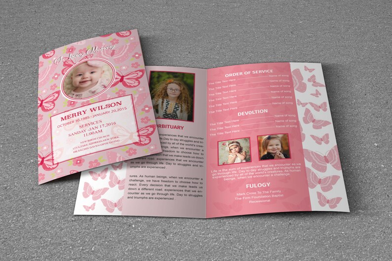 CHILD Funeral Program Template in Loving Memory of Funeral Etsy