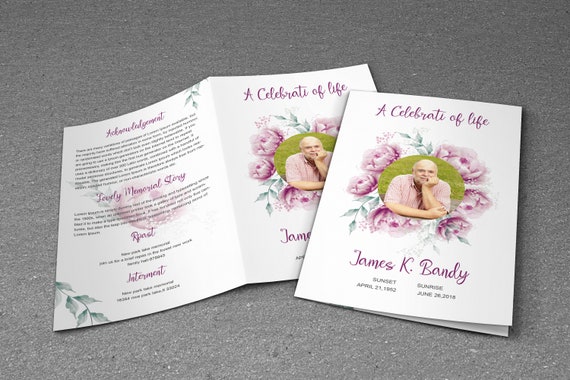 Beerdigung Programm Vorlage Nachruf Vorlage Photoshop Ms Etsy