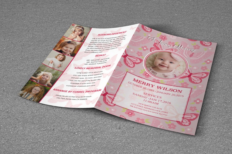 CHILD Funeral Program Template in Loving Memory of Funeral Etsy