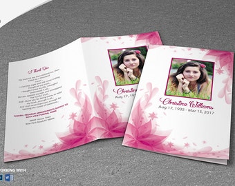 Printable Pink Funeral Program Template In Loving Memory Of Funeral Program Celebration of Life Funeral Program Word Template