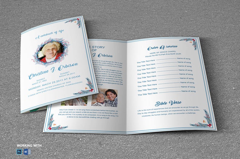 Funeral Program Template Elegant Printable Funeral Program | Etsy