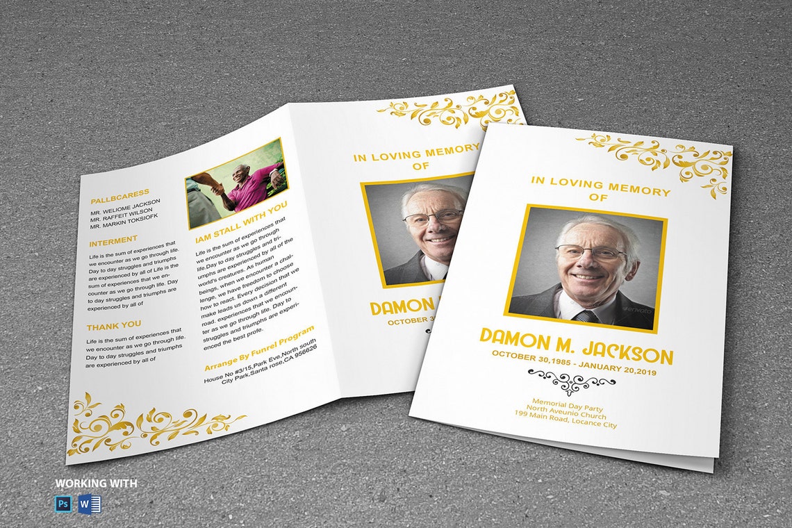 Funeral Program Template Elegant Printable Funeral Program Etsy