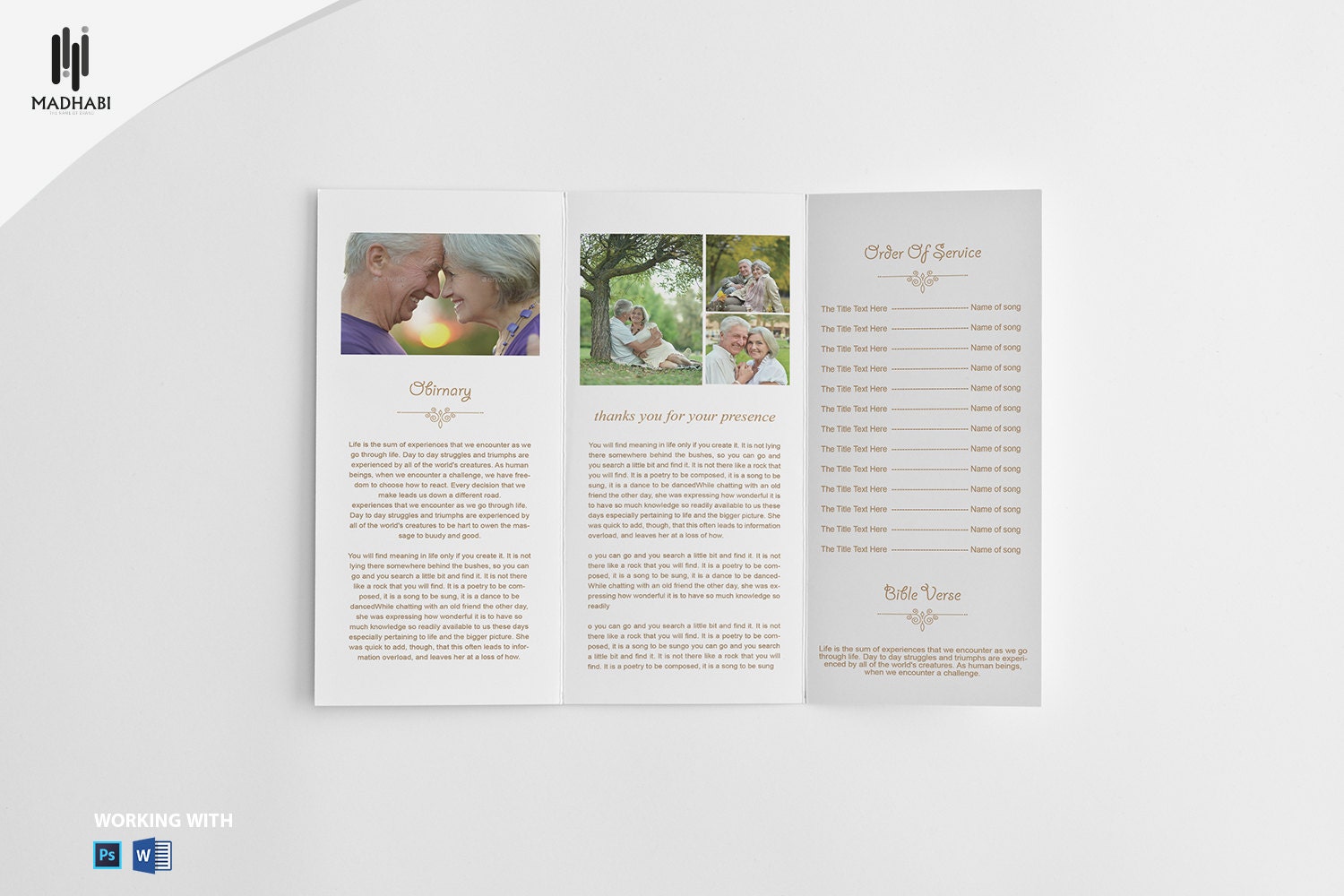 Printable Trifold Funeral Program Template in Loving Memory of - Etsy