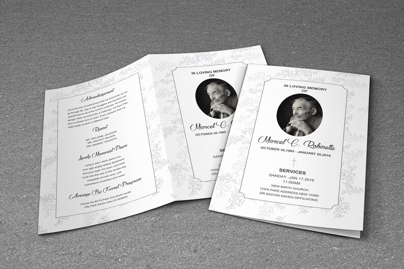 Funeral Program Template Black/white Funeral Program | Etsy