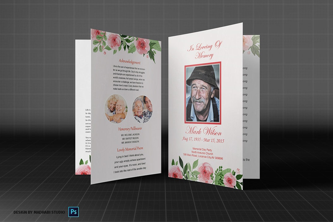 Elegant Funeral Program Template Editable Funeral Program - Etsy