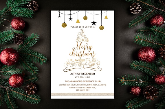 Merry Christmas Flyer Template Christmas Invitations Etsy Merry Christmas Flyer Template Christmas Invitations Etsy