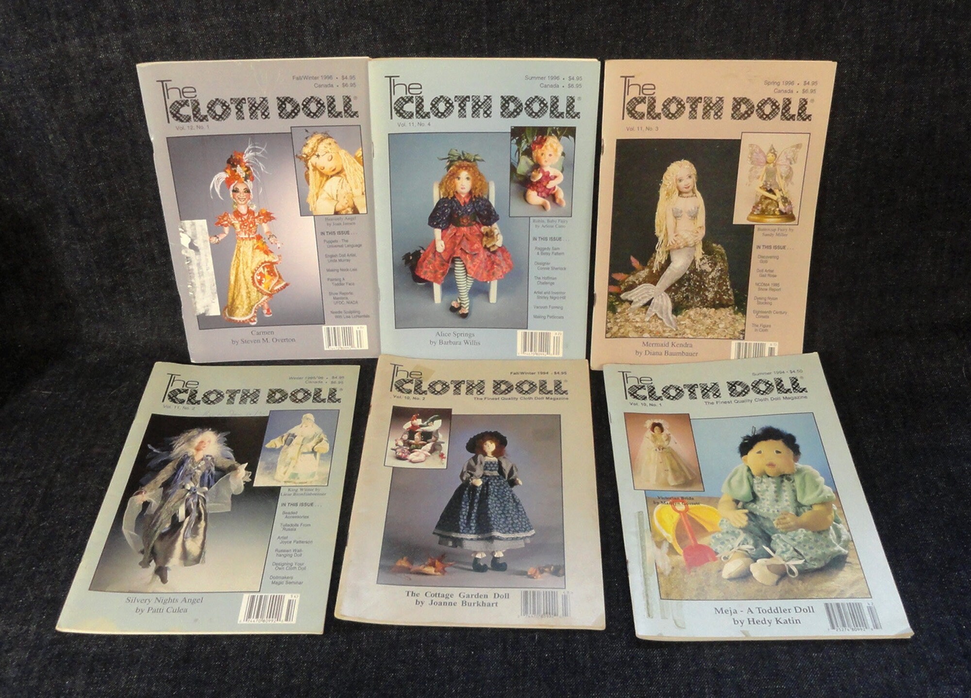 6 the Cloth Doll Magazines 1994 1995 1996 Hedy Katin Joanne Burkhart