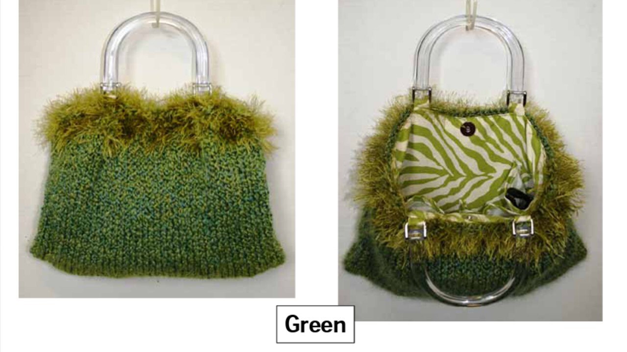Green Shaggy Bag handknitted fully lined purse with plastic Etsy