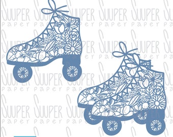 FLOWER SKATES SVG, Flower Skates, Papercut file, Cricut, Silhouette Cameo, cut files, digital vector file. High resolution images.