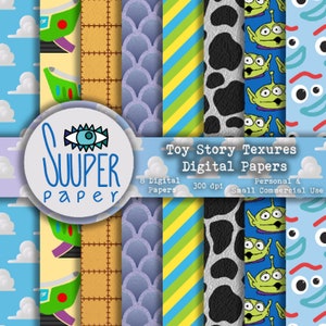 TOY STORY SEAMLESS Patterns Digital Papers - 8 Designs 12x12in, 30x30 cm - Ready to Print - High Quality