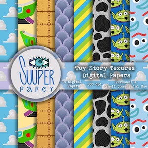 TOY STORY SEAMLESS Patterns Digital Papers - 8 Designs 12x12in, 30x30 cm - Ready to Print - High Quality