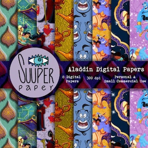 ALADDIN Digital Papers - 8 Designs 12x12in, 30x30 cm - Ready to Print - High Quality