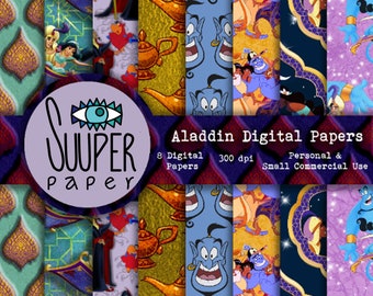 ALADDIN Digital Papers - 8 Designs 12x12in, 30x30 cm - Ready to Print - High Quality