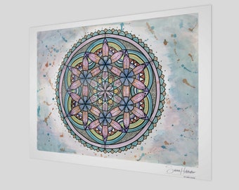 Organized Chaos Print: High Quality Fine Art Print, Digital Print, Visionary Flower of Life Mandala Art by Sierra Rose