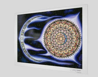 Cosmic Connection Print: High Quality Fine Art Print, Digital Print, Visionary Mandala Art by Sierra Rose