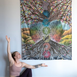 Tree of Life Tapestry: High Quality Durable Wall Art, Visionary Mandala Art by Sierra Rose