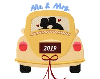 Wedding Embroidery Design Mr and Mrs Embroidery Design Wedding Silhouette Embroidery Design Car Embroidery Design Engagement Embroidery