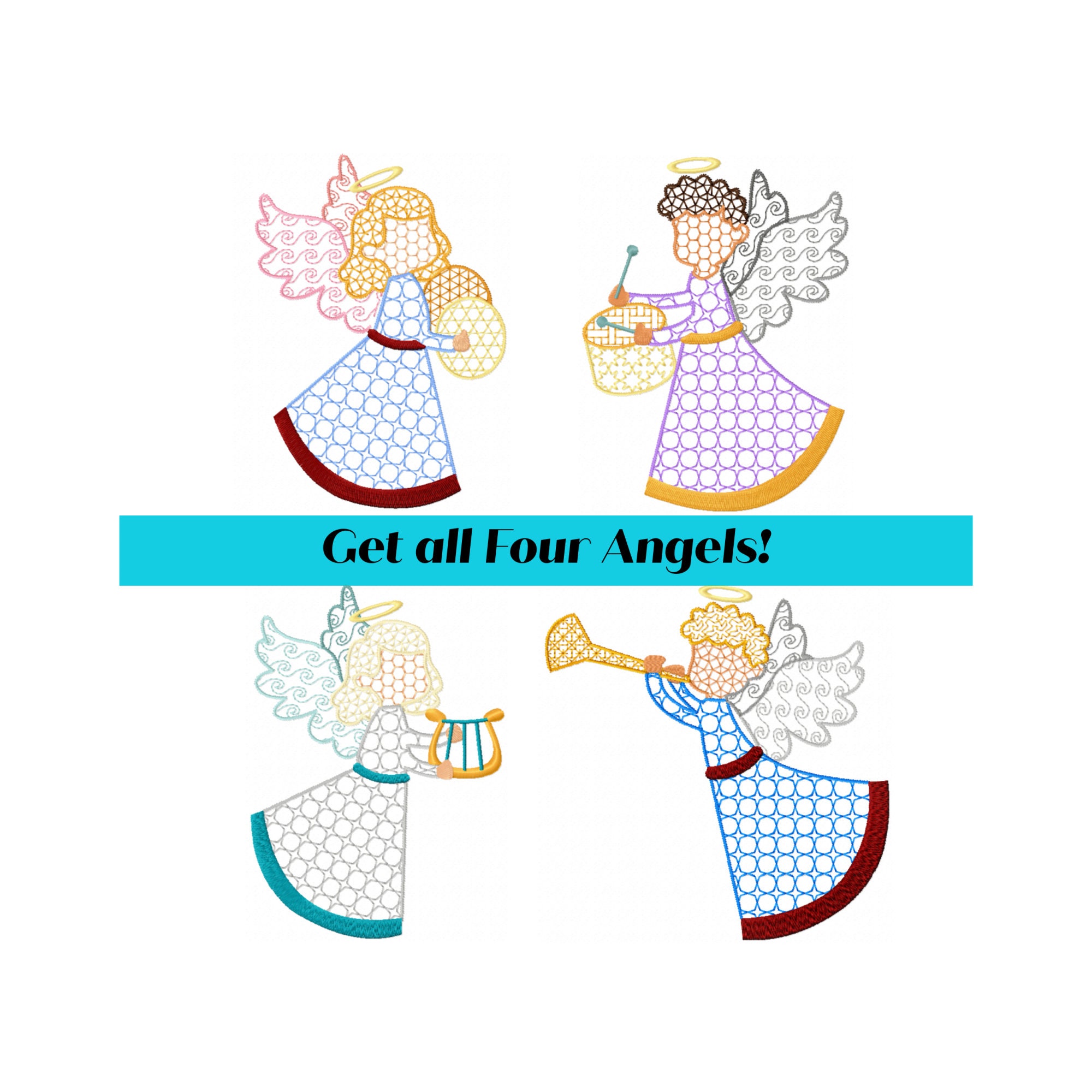 Christmas Angel Embroidery Angel Embroidery Design - Etsy