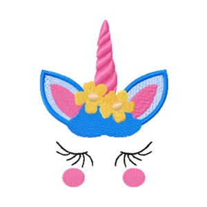 Unicorn Embroidery Design - Unicorn Face Embroidery Design - Blushing Unicorn Embroidery Design - Flower Embroidery Design - Birthday Girl