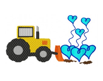 Digger Valentine Embroidery Design: Construction Truck with Hearts (Digital Download)