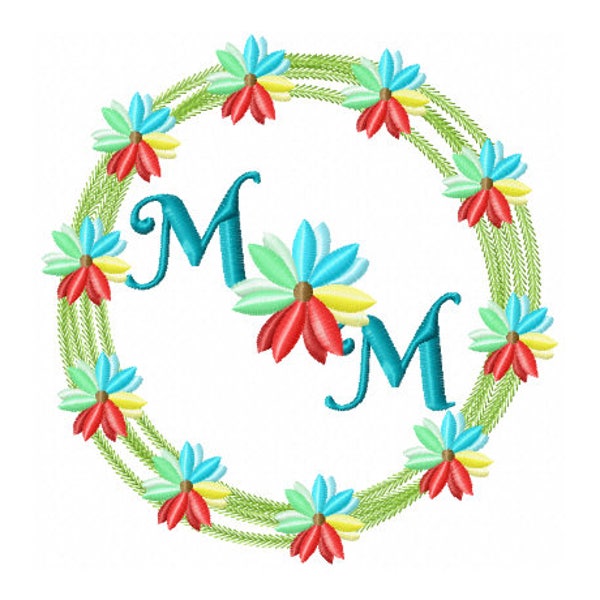 Mom Embroidery Design - Mothers Day Embroidery Design - Rainbow Embroidery Design - Flower Embroidery Design - Wreath Embroidery Design