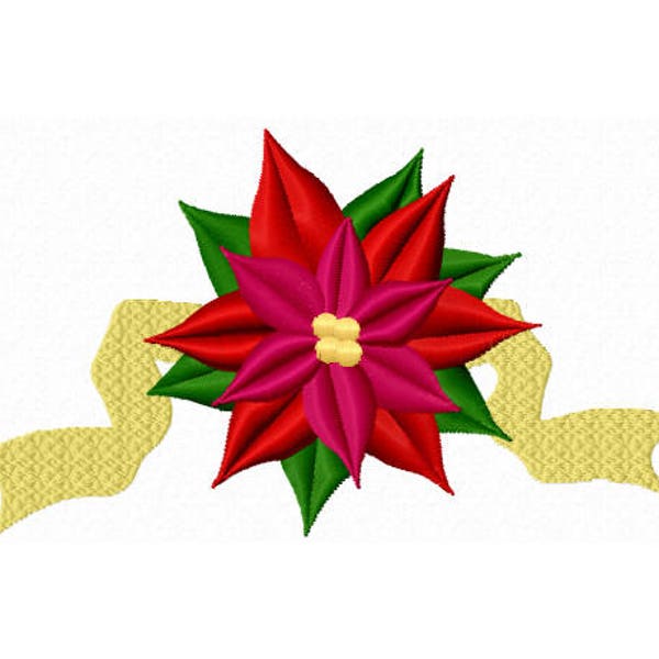 Poinsettia Embroidery Design - Flower Embroidery Design - Christmas Embroidery Design - Holiday Embroidery Design - Christmas Poinsettia