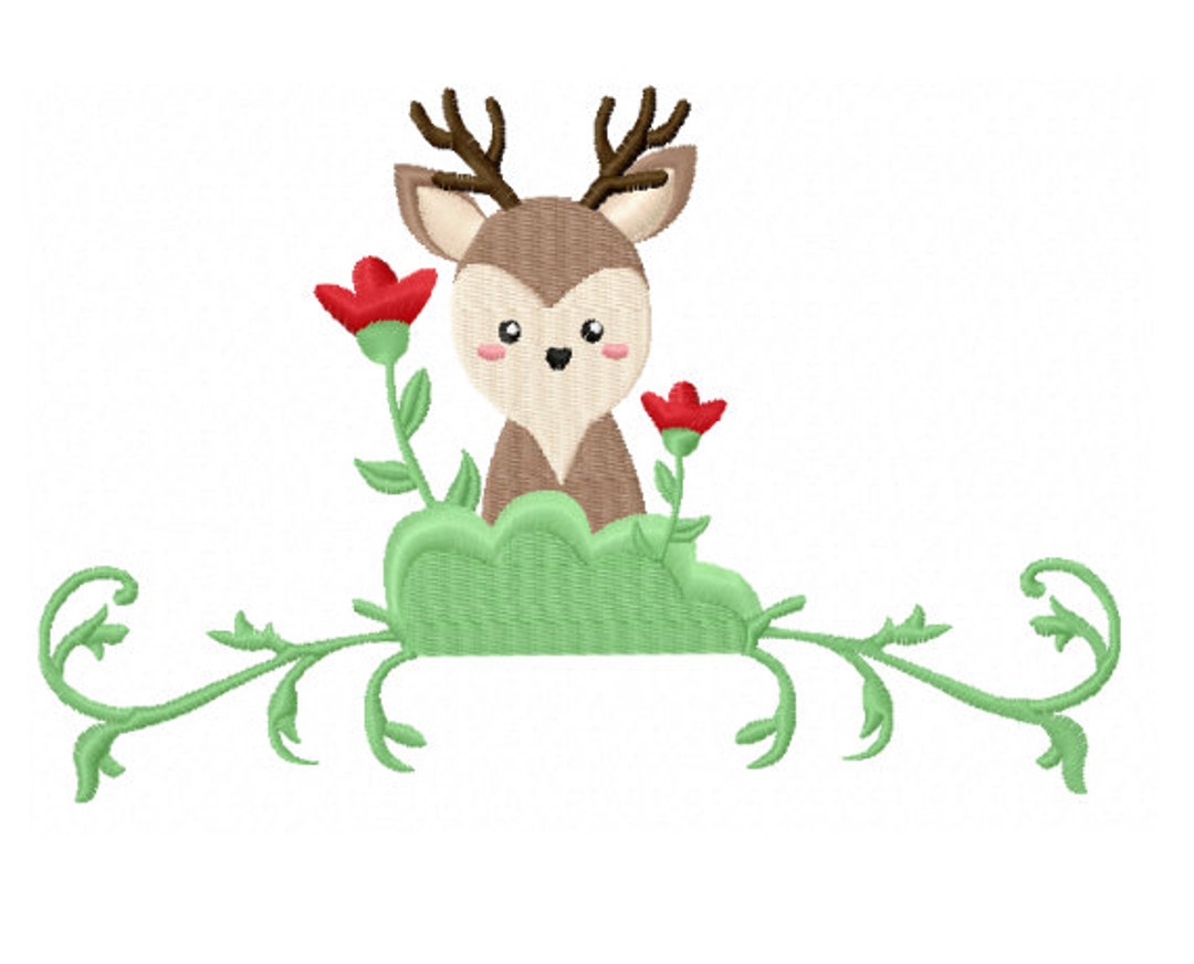 Baby Deer Embroidery Design Miniature Embroidery Design Woodland