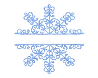 Split Snowflake Embroidery Design - Split Monogram Embroidery Design - Monogram Christmas Embroidery Design - Snowflake Monogram Embroidery