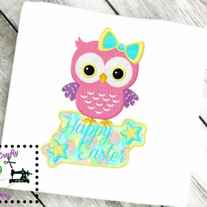 Owl Applique Design Easter Owl Embroidery Design Happy Easter Applique Design Happy Easter Design Easter Digitizing Easter Owl image 2