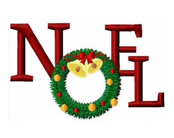 Noel Embroidery Design - Religious Embroidery Design - Christmas Embroidery Design - Christmas Wreath Embroidery Design - Holiday Embroidery