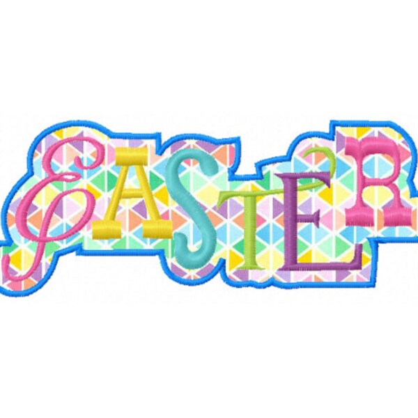 Happy Easter Applique Design - Happy Easter Embroidery - Easter Digitizing - Easter Design - Easter Patch Design - Text Embroidery Applique