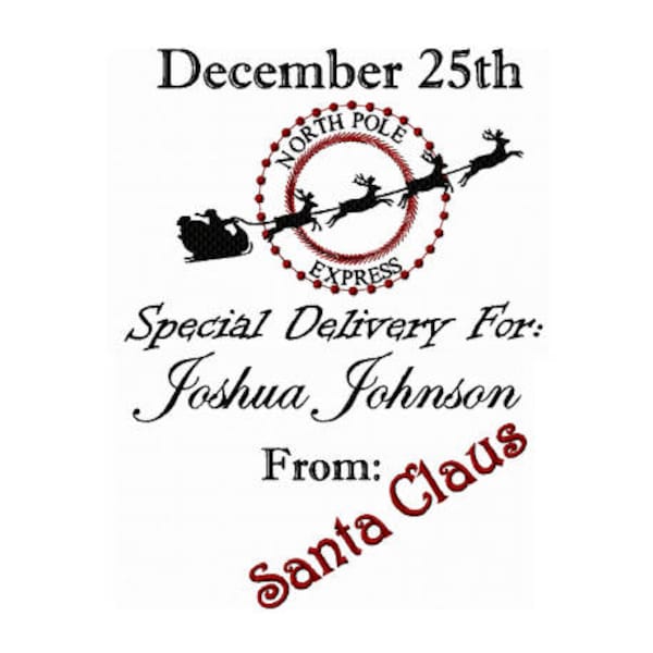 North Pole Express - Santa Delivery Bag Embroidery Design - Special Delivery Embroidery Design - North Pole Embroidery Design - Christmas