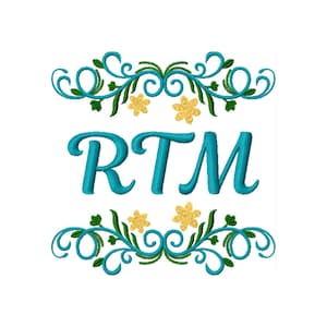 Split Monogram Frame - Vine Monogram Frame - Monogram Vine - Flower Monogram Frame - Monogram Embroidery Frame - Monogram Embroidery Design