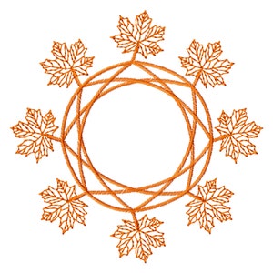 Autumn Monogram circle - Leaf embroidery design - Leaf monogram embroidery design - Autumn embroidery design - Circle Monogram Embroidery