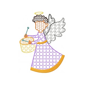 Design ricamo di Natale - Disegno ricamo angelo di Natale - Motivo trapunta di Natale Ricamo Design - Ricamo macchina