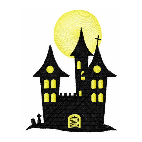 Halloween Castle Embroidery Design - Spooky Embroidery Design - Castle Embroidery Design - Halloween Embroidery Design - Kids Embroidery