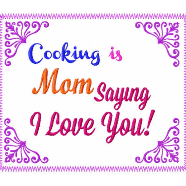 Mom Sayings Embroidery Design - Kitchen Applique Design - Cooking Embroidery Design - Kitchen Towel Embroidery Design - Moms Kitchen Design