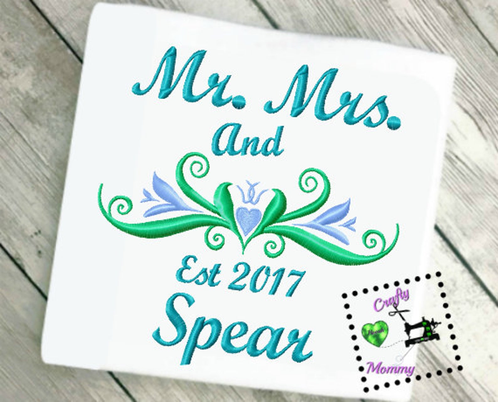 Mr and Mrs Embroidery Design Wedding Monogram Design Etsy