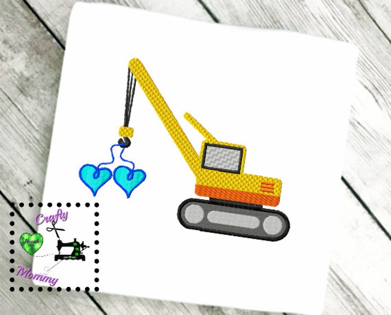 Construction crane embroidery design boys valentine  etsy Construction crane embroidery design boys valentine  etsy