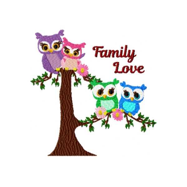 Family Love Embroidery Design - Owl Embroidery Design - Owl Family Embroidery Design - Newborn Embroidery Design - Nursery Embroidery Design