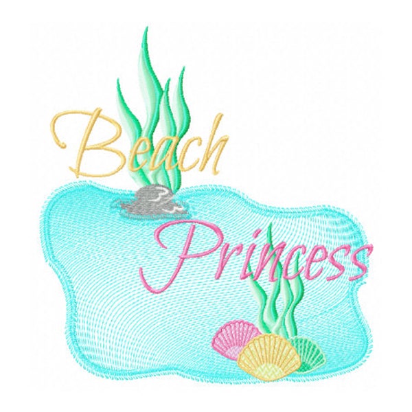 Beach Embroidery Design - Seashell Embroidery Design - Princess Embroidery Design - Summer Embroidery Design - Summer Sayings Embroidery