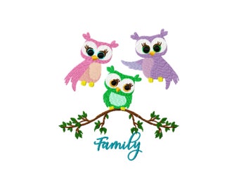 Owl Family Embroidery Design - Owl Embroidery Design - Love Embroidery Design - Nursery Embroidery Design - Newborn Embroidery Design