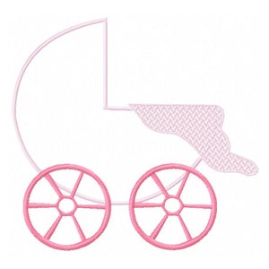 Projekt aplikacji z powozem - Projekt aplikacji dla niemowląt - Projekt haftu na baby shower - Projekt aplikacji dla noworodków - Projekt haftu na noworodki