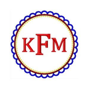 Scallop Circle Monogram Embroidery Design - Scallop Monogram Embroidery Design - Scallop Circle Embroidery Design - Machine Embroidery