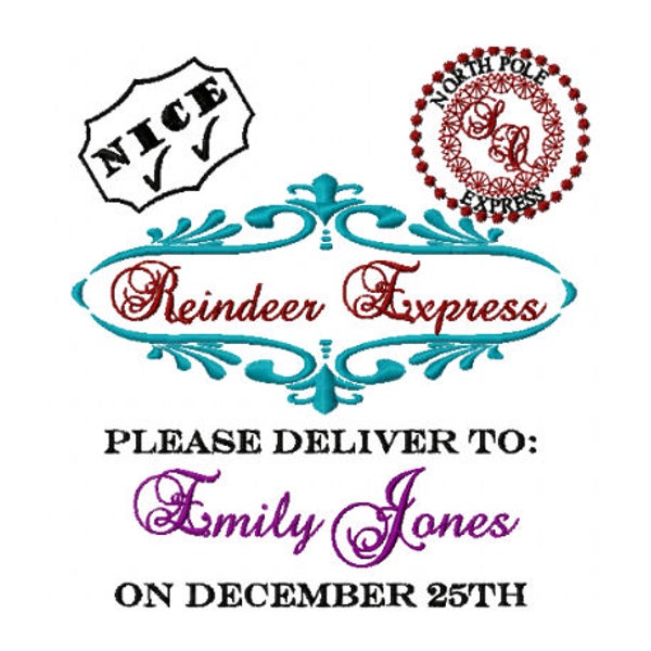 Reindeer Express Embroidery Design - Personalized Embroidery Design - Santa Sack Embroidery Design - Gift From Santa - Special Delivery