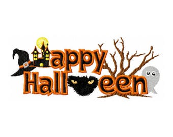 Happy Halloween Embroidery Design - Spooky Halloween Embroidery Design - Halloween Saying Embroidery Design - Kids Halloween Embroidery